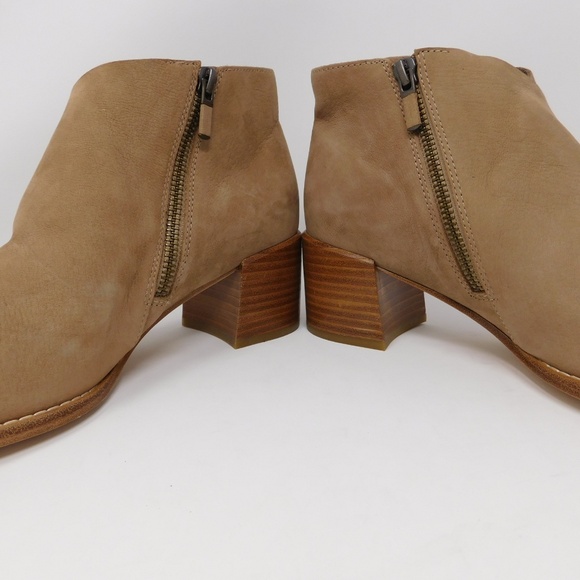 Eileen Fisher Women's Boots Melrose Tan Nubuck Leather Block Heel Booties Size 8 - Picture 6 of 15